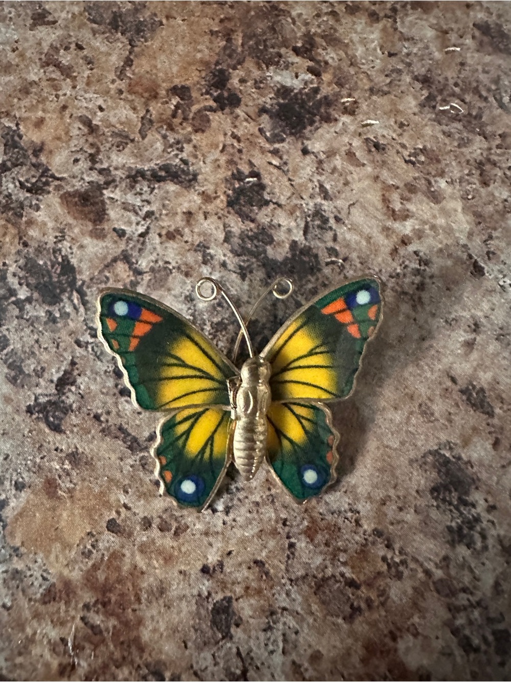 Vintage Genuine Ronte of Beverly Hills Enamel Butterfly Gold Tone Brooch Pin